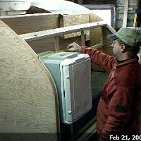  Making sure the fridge fits.