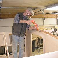  Putting down a bead of glue on the ledge for the headliner. No gaps using this method.